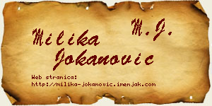 Milika Jokanović vizit kartica